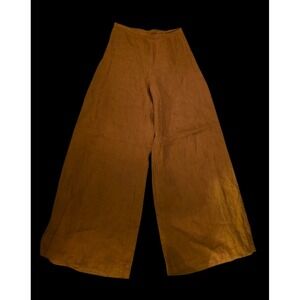 100% Linen Wide-Legged Pants XS Fat Front Elastc Back Womens